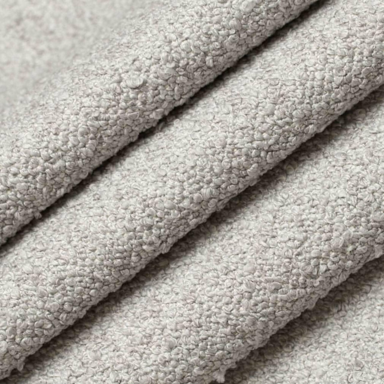 Grey Made in America Boucle Textured Upholstery Fabric by The Yard - SKU: Marisol Cement